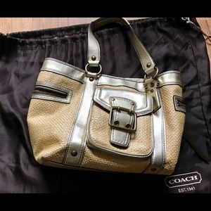 Coach Straw Gold Tote